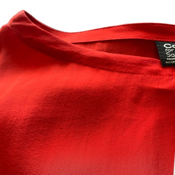 Vintage Carole Little Saint Tropez Orange-Red Black Colorblock Silk Dress Size 6 - Picture 6 of 6